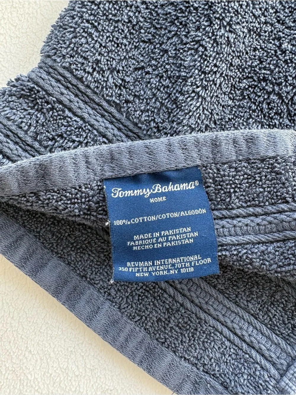 Tommy Bahama Set of 4 100% Cotton Bath and Hand Towels Navy Blue